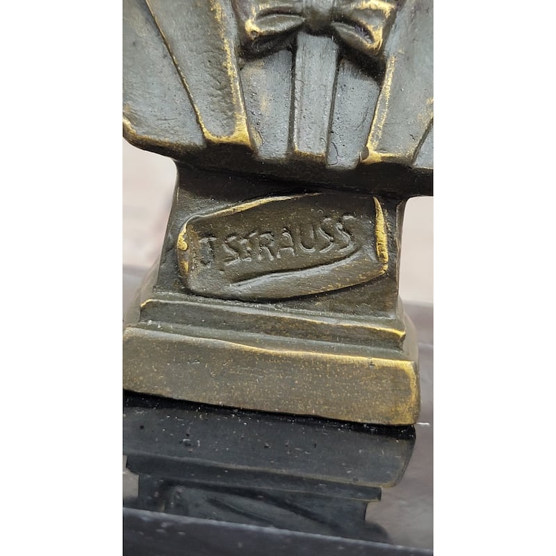 Johann Strauss Bronze Composer Bust On Marble Base