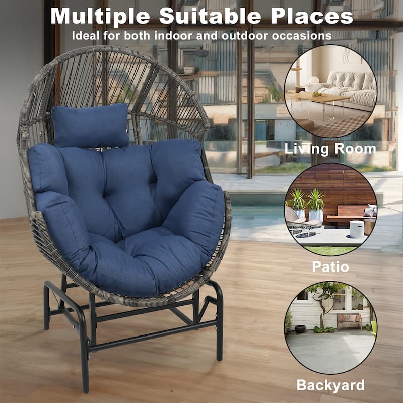 Gymojoy Outdoor Oversized Egg Basket Rocking Chair