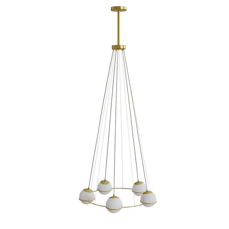Arissa 5 Light Glass Mid-Century Modern Gold Chandelier - 32 x 78