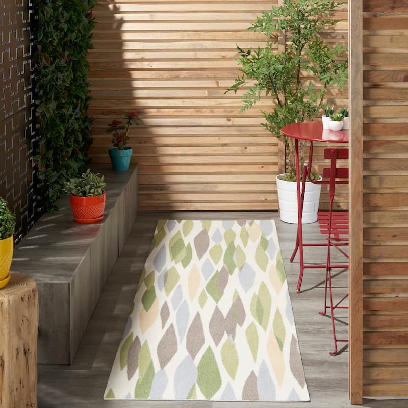 Waverly Sun N' Shade Modern Abstract Indoor Outdoor Area Rug - 2'3" x 8' Runner - Purple/Green