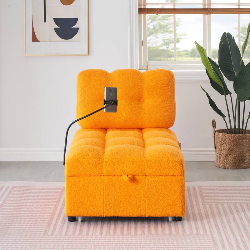Convertible Sofa - 40.2-Inch Sofa Bed for Living Room or Office - Orange