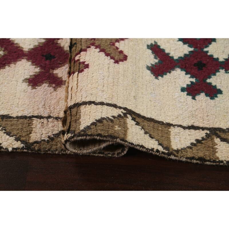Geometric Moroccan Oriental Area Rug Wool Handmade Dining Room Carpet - 9'0" x 12'4"