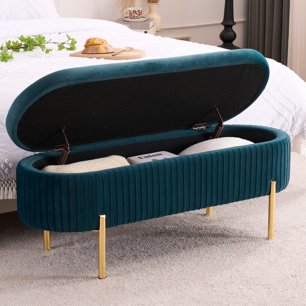 Velvet Storage Bench for Bedroom