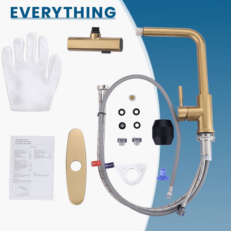 WOWOW Single Handle Waterfall Pull Down Sprayer Kitchen Faucet