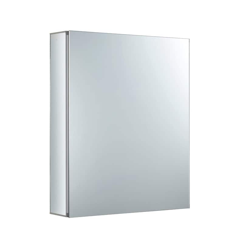 Bathroom Medicine Cabinet, Aluminum, Recessed/Surface Mount, Right/Left Hinged, Mirrored Interior - 20 X 24