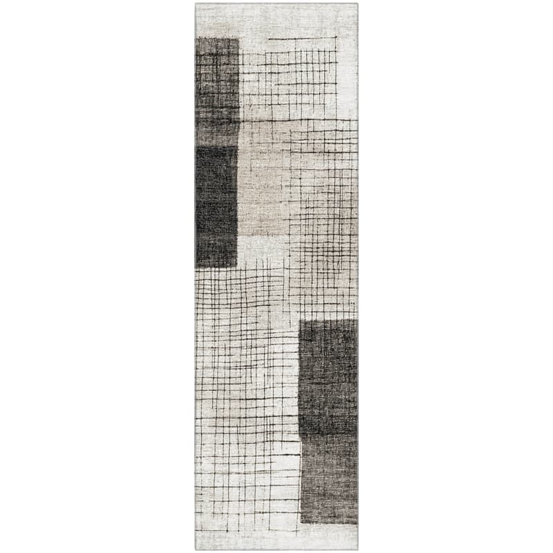 Premium Washable Super Soft Geo Hatch Mayfield Rug
