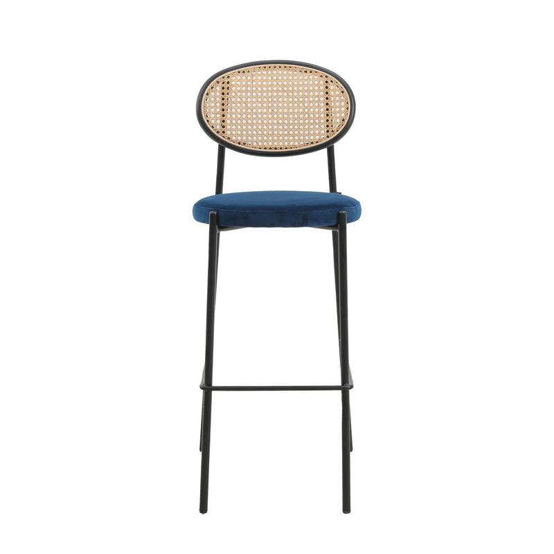 LeisureMod Euston Wicker Bar Stool with Powder Coated Steel Frame, Set of 2 - 42"