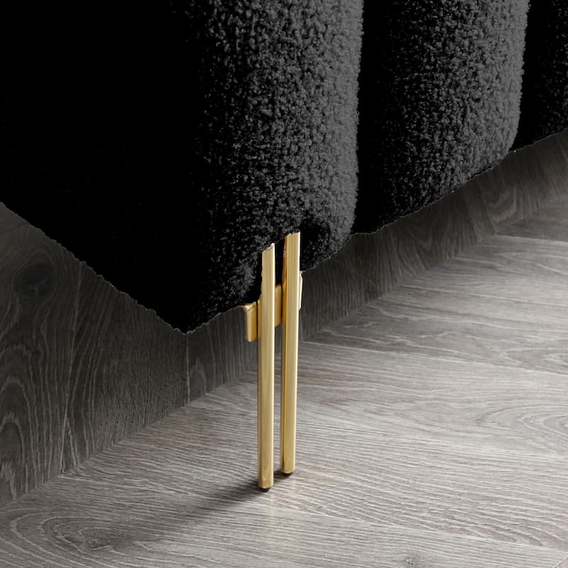 Black Loveseat End of Bed Bench with Gold Metal Legs