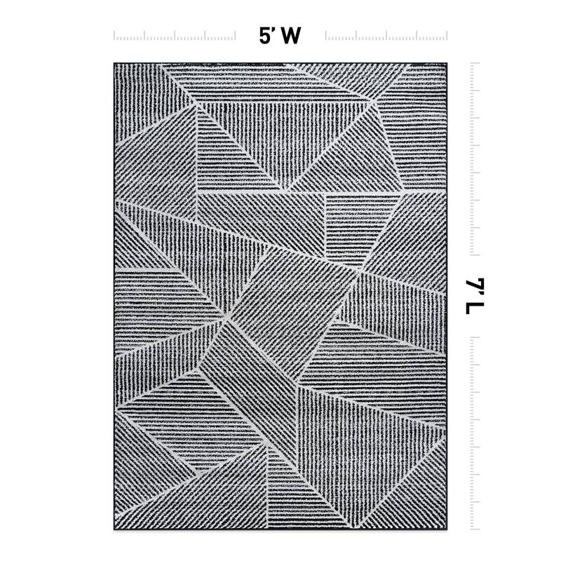 Contemporary Geometric Stripe Area Rug