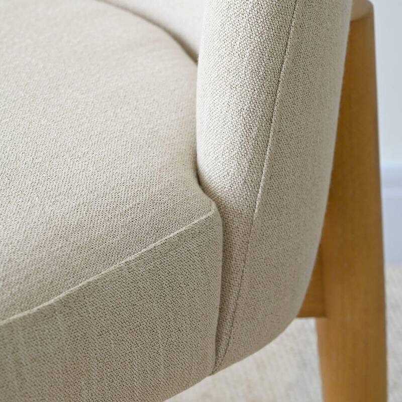 Modern Linen-Blend Parsons Dining Chairs with Solid Wood Legs