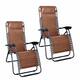 Folding Zero-gravity Outdoor Chaise Recliners (Set of 2) - Brown