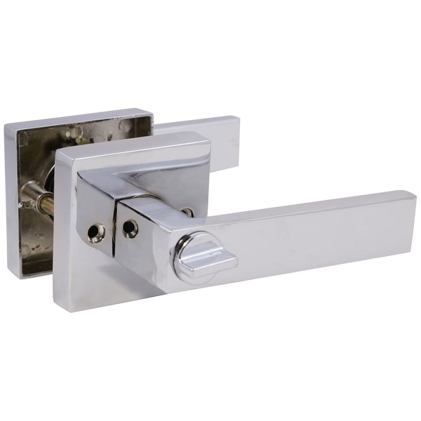 Design House 581165 Karsen Privacy Door Lever Set with Square Rose - Polished Chrome