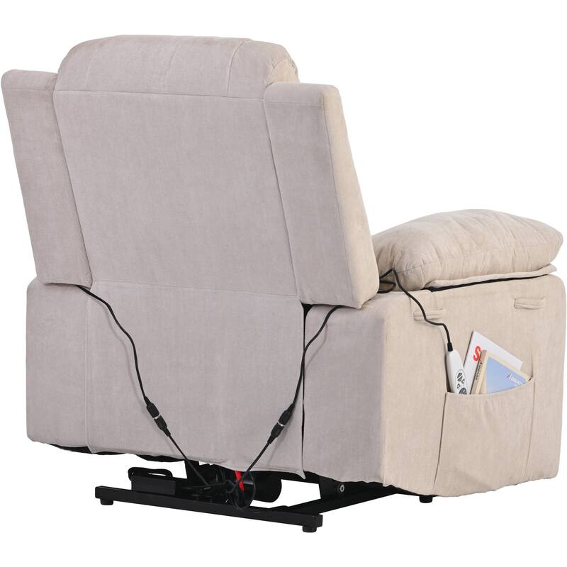 Standard Linen Power Lift Recliner Chair with Massage & Side Pocket