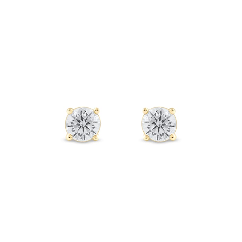 1/3ct TDW Lab-grown Diamond Solitaire Stud Earrings in 10k Gold for Women - Yellow