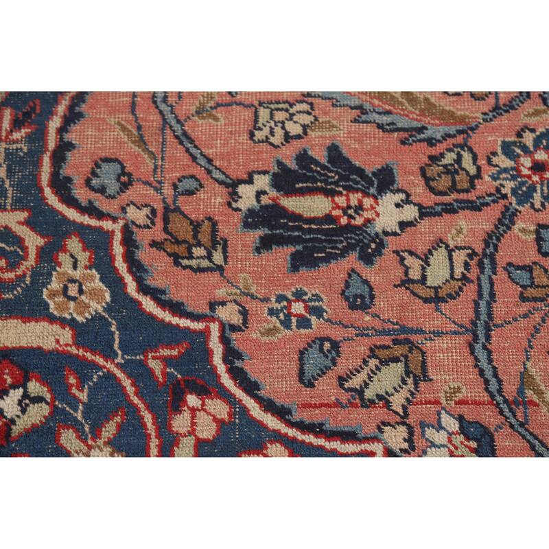 Hand Knotted Oriental 100% Wool Carpet Traditional Floral Pink Tabriz Area Rug - 11' 0'' X 8' 0''