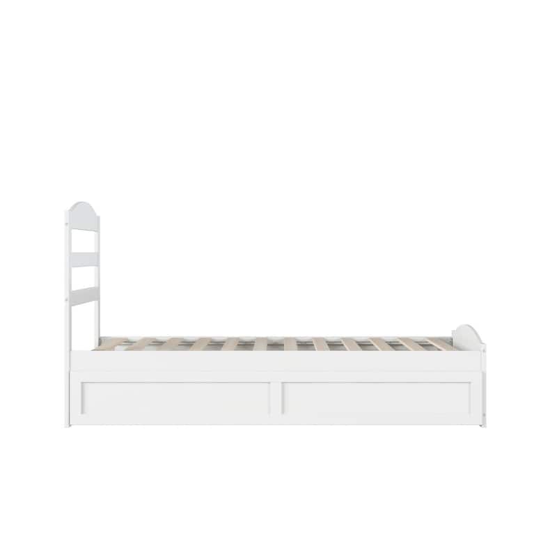 Warren Twin Platform Bed with Matching Footboard & Twin Trundle in White