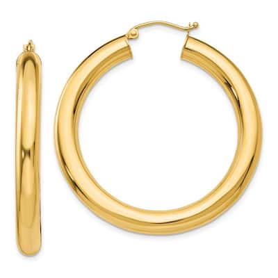 Curata 10k Yellow Gold 5mm Polished Lightweight Large Hoop Earrings - 30mm 35mm 40mm 45mm 50mm