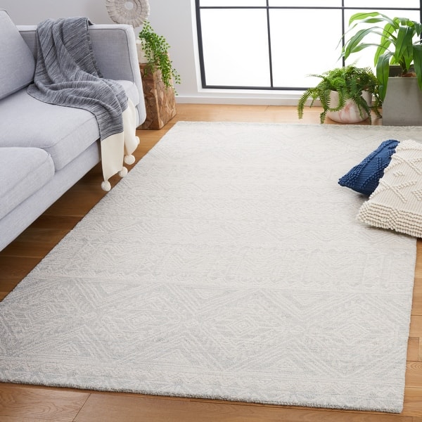 slide 2 of 14, SAFAVIEH Handmade Micro-Loop Fridrika Wool Rug 3' x 5' - Light Grey/Ivory - Rectangle