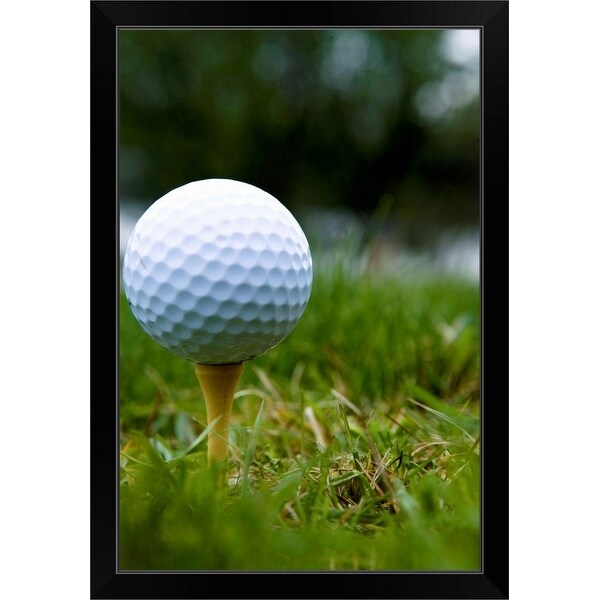 "Golf ball on tee" Black Framed Print