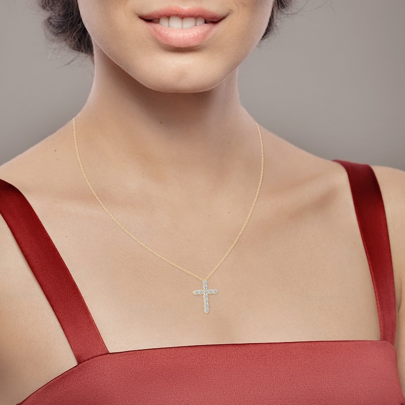 Marquee 1/2 Carat TW Lab Grown Diamond Religious Cross Pendant in 14K Yellow Gold
