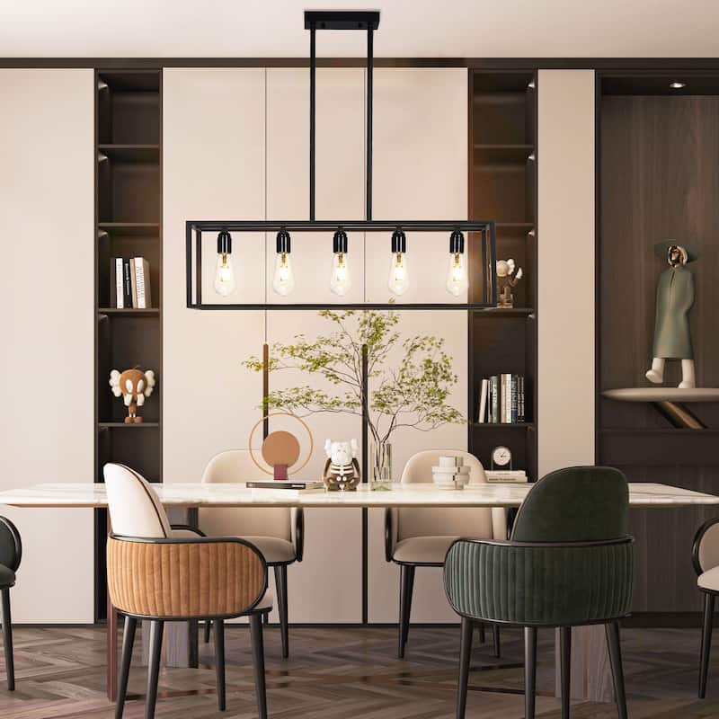 5-Light Industrial Ceiling Chandelier Light Kitchen Island Pendant - 31.5” W x 30.12” H