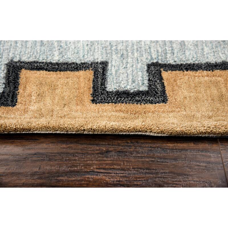 Alora Decor Durango Southwest Tribal Light Blue Hand-tufted Wool Rug