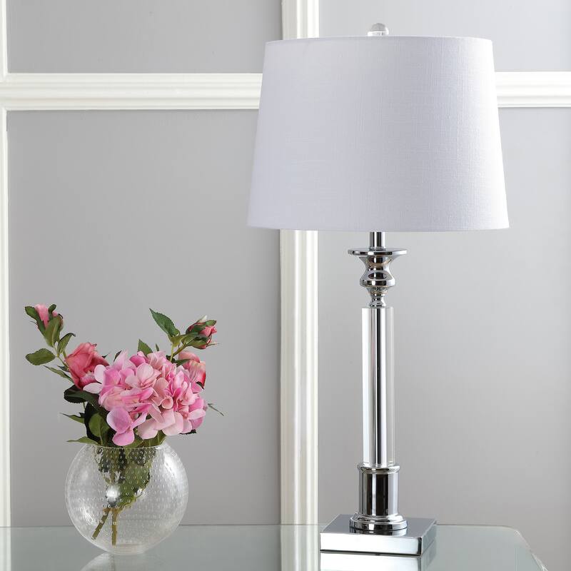 Foster 28" Crystal LED Table Lamp, Clear/Chrome by JONATHAN Y