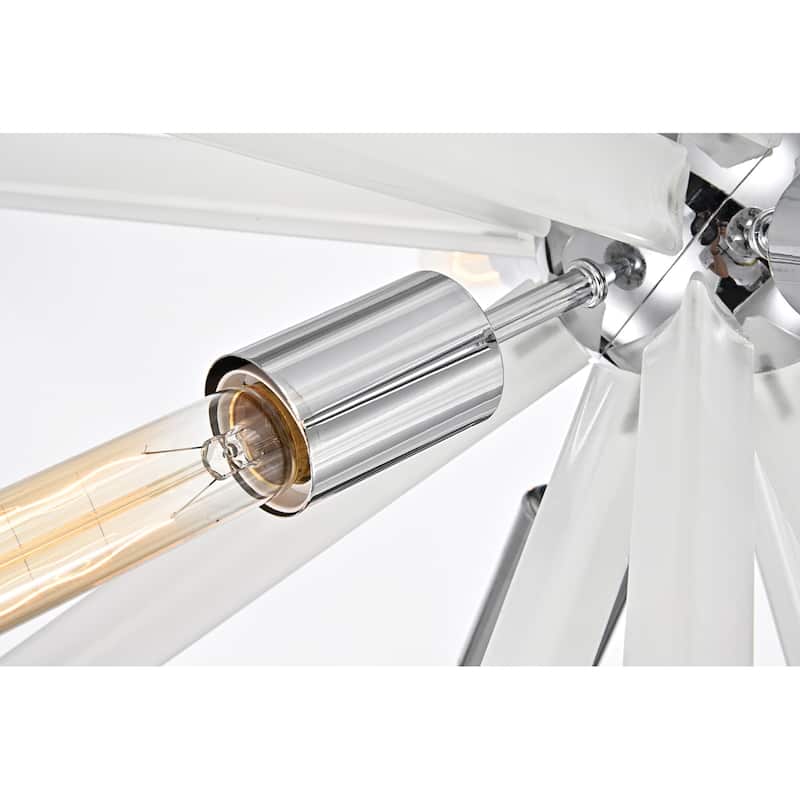 Chrome 6-Light Sputnik Chandelier with Frosted Glass Prisms