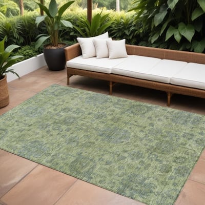 HomeRoots Damask Traditional Rectangle Outdoor Rug