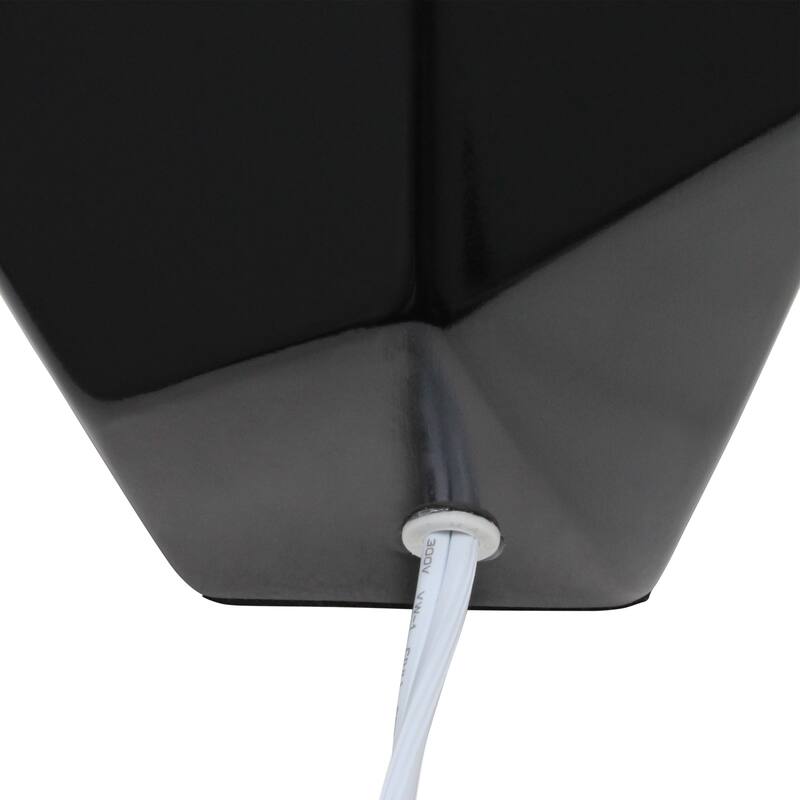 10.24" Modern Geometric Table Lamp with Ceramic Base and Fabric Shade for Bedroom or Office - 5.51"L x 5.51"W x 10.24"H
