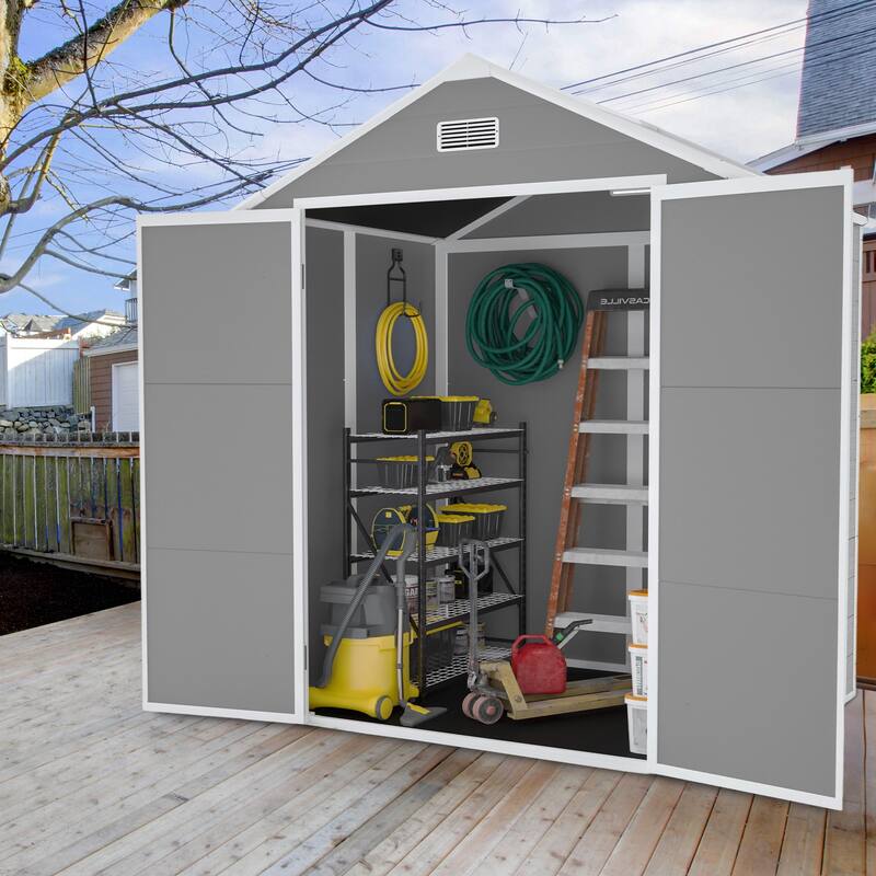 PP Resin Waterproof Storage Shed with Rust,UV Proof,HD Window Lighting