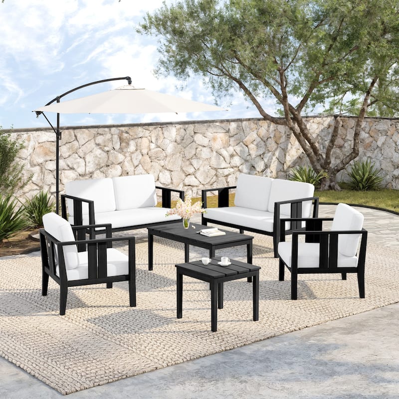 Teak Wood 6-Piece Outdoor Conversation Set with Table