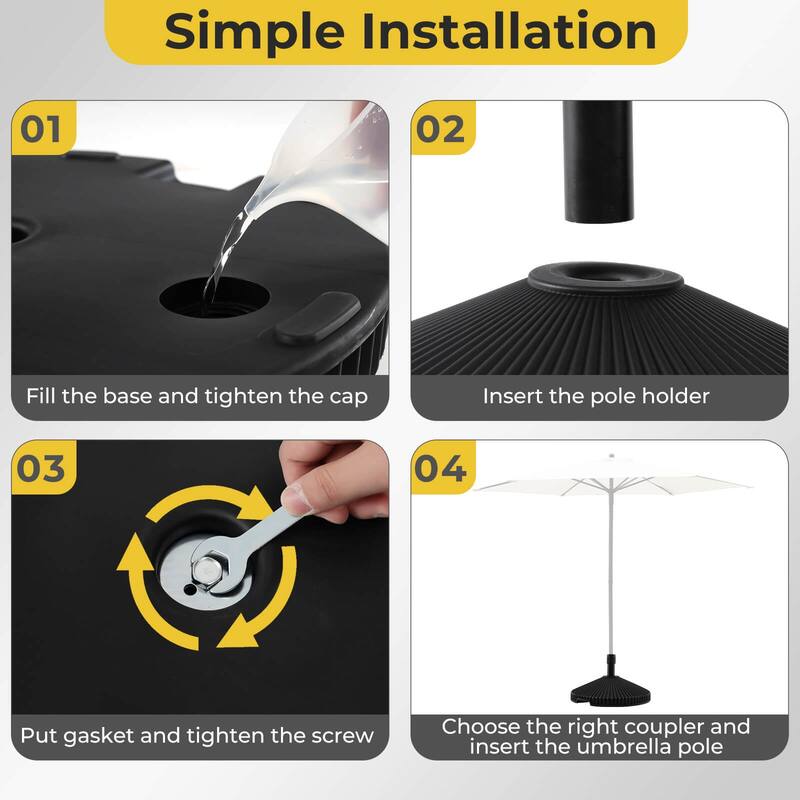 Costway Fillable Umbrella Base with Shell Texture 3 Coupler Sizes for - See Details