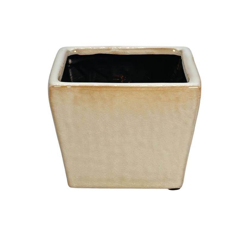 Square Ceramic Flower Planter Pot - Antique White