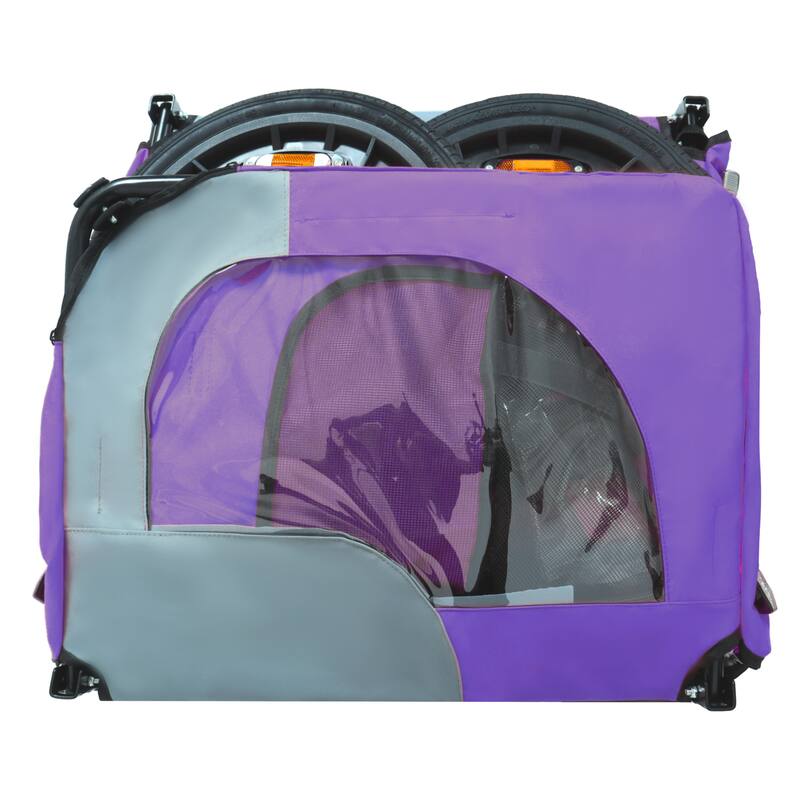 Outdoor Collapsible Pet Bike Trailer With 16-Inch All-Terrain Wheels & Universal Hitch-Foldable Dog/Cargo Carrier Cart