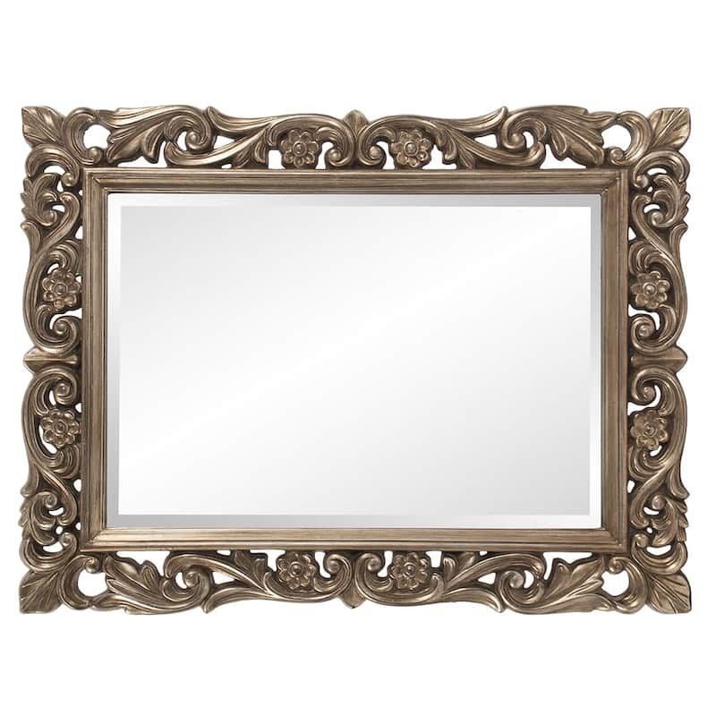 Allan Andrews Ornate Framed Beveled Rectangular Wall Mirror - Champagne/Silver