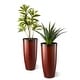preview thumbnail 24 of 47, Glitzhome 30"H Set of 2 Oversized Gradient Cobalt Blue/Turquoise/Red Tall Plastic Planter