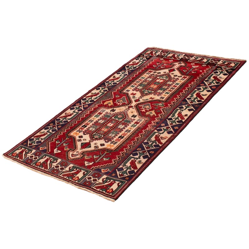 ECARPETGALLERY Hand-knotted Anadol Dark Red Wool Rug - 3'11 x 7'3
