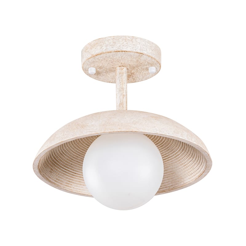 Distressed White 1-Light Hallway Semi Flush Mount Fixture