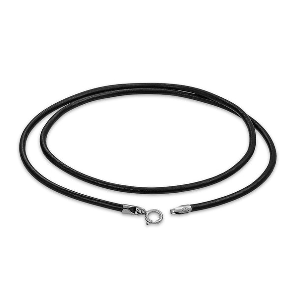 Stainless Steel Polished Black IP Plated Leather Cord Necklace 20 Inch Jewelry Gifts for Women