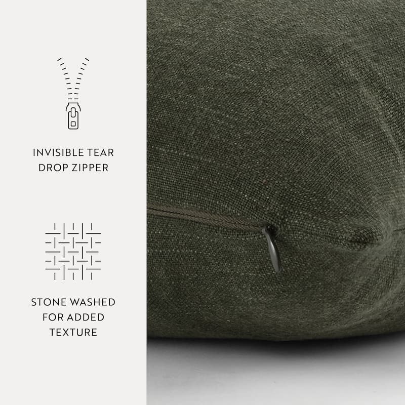 Washed and Distressed Cotton Decor Throw Pillow in Stone Washed