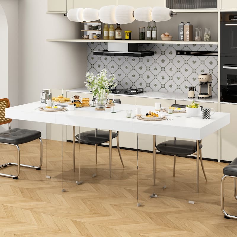 VersaTable Meeting Table with Tempered Glass Leg for Dining and Office