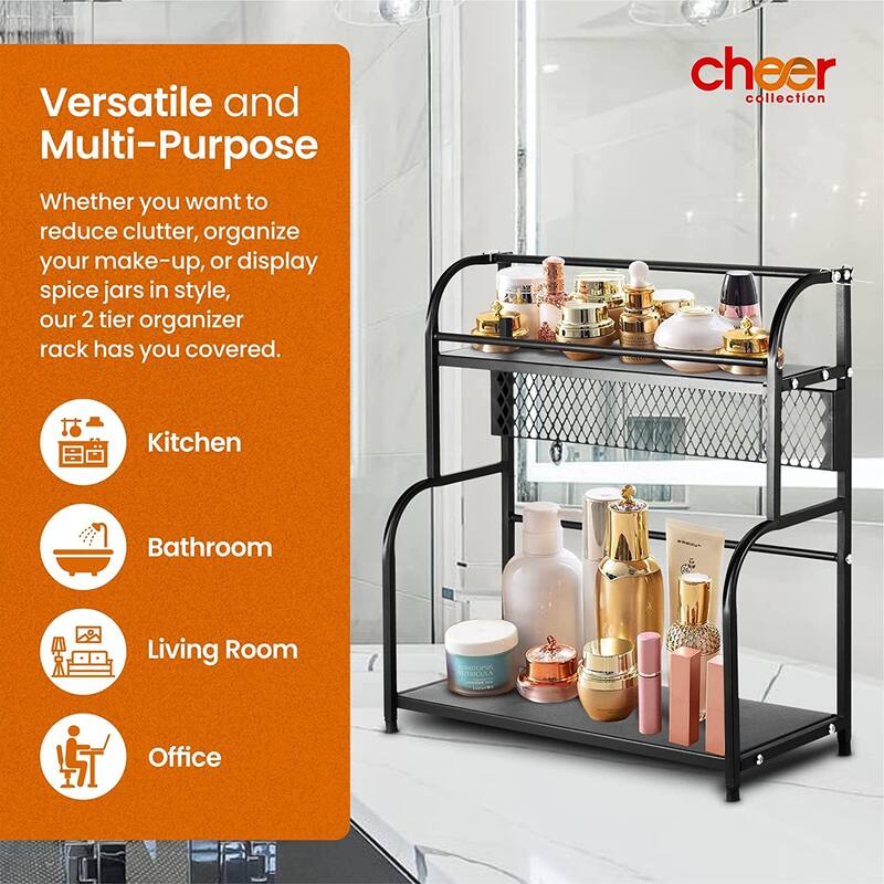 Cheer Collection 2 Tier Spice Rack Pantry Organizer Display Stand
