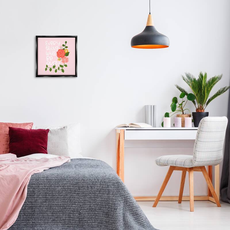 Stupell Everything Will Be Okay Floral Framed Floater Canvas Wall Art Design By Mandy Ford Art + Illustration