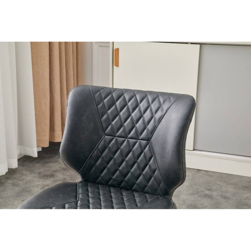 Set of 4, Oil Waxed Leather Dining Chairs with Diamond-Tufted Back