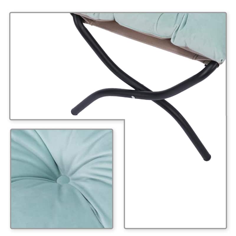Modern Stylish Fabric Upholstered Accent Leisure Chair with an Ottoman