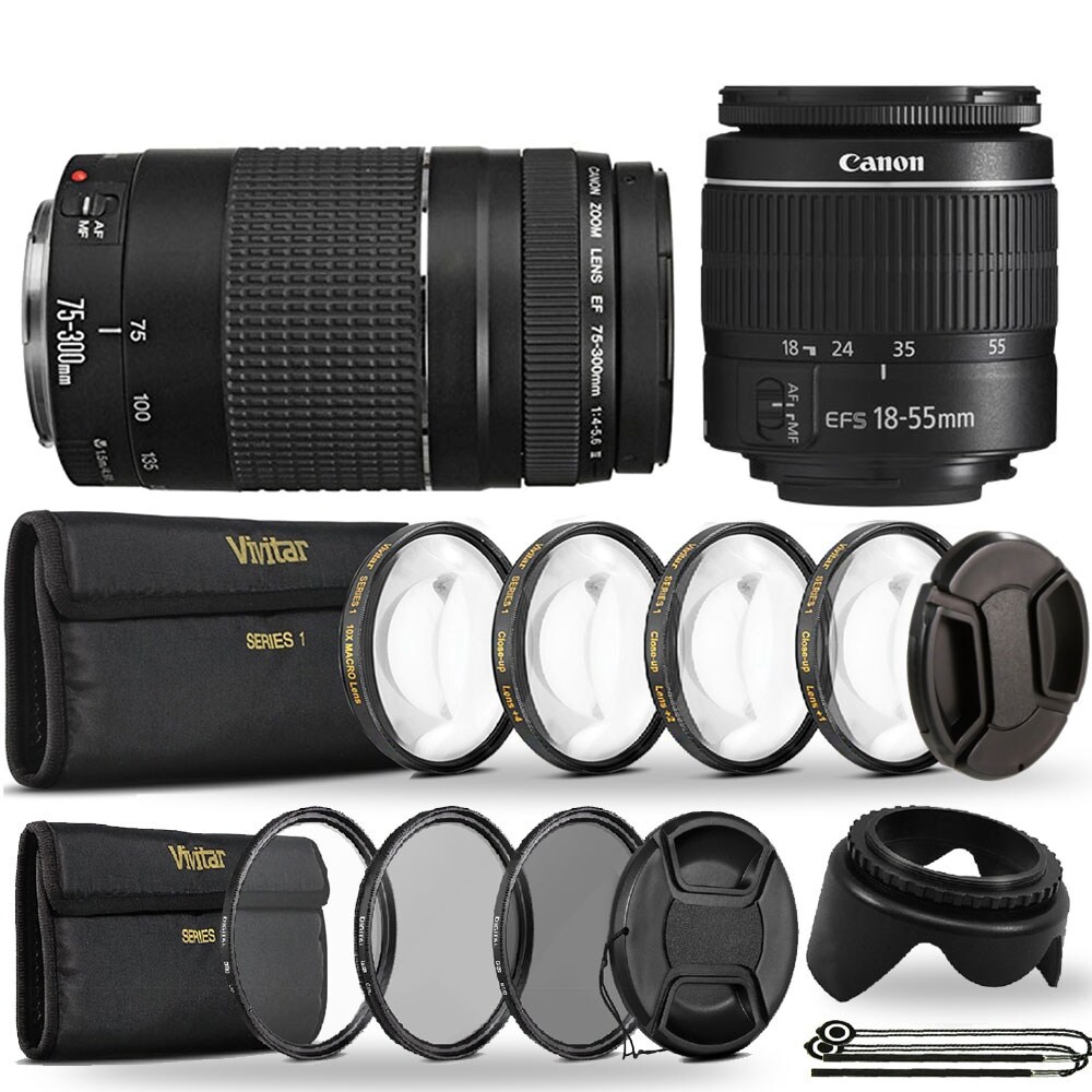 Canon Ef S 18 55mm Iii F 3 5 5 6 Camera Lens 75 300mm Lens Great Kit Overstock Canon Ef S 18 55mm Iii F 3 5 5 6 Camera Lens 75 300mm Lens Great Kit Overstock