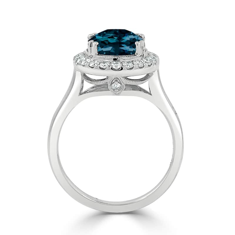 Auriya Vintage 2 5/8ct Oval London Blue Topaz and Halo Diamond Engagement Ring 1/3ctw 14k Gold