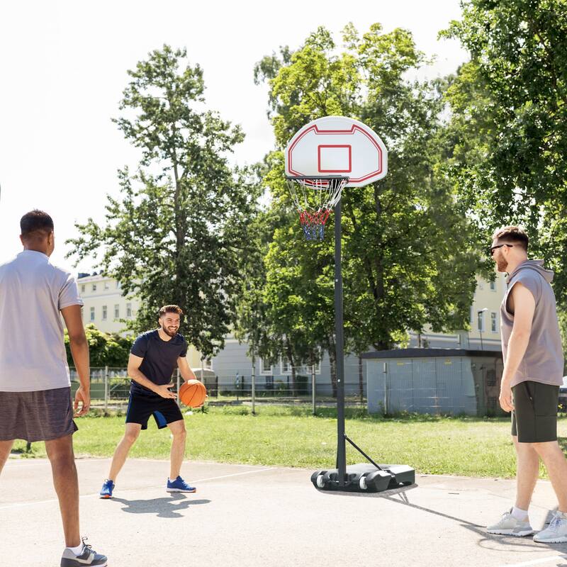 Portable Basketball Hoop Stand 5.1-6.9ft Height-Adjustable with 29'' Backboard Wheels for Indoor Outdoor White