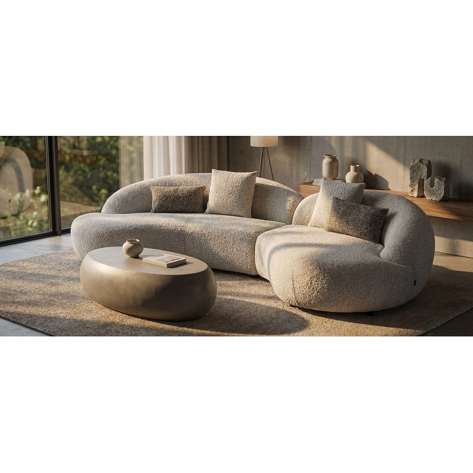 Denny Modern Grey Concrete Oval Coffee Table